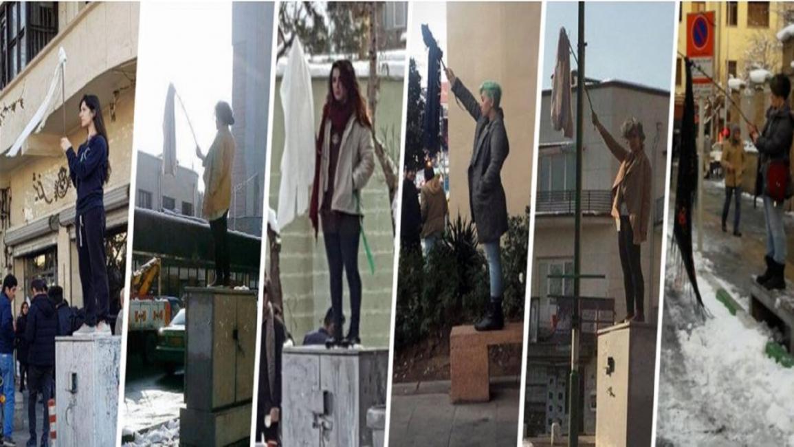 مشاركات بحملة نزع الحجاب في إيران(تويتر)