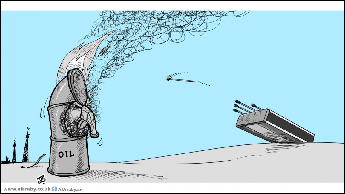 كاريكاتير حريق ارامكو / حجاج
