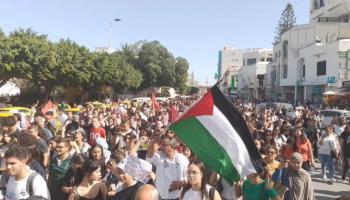 مسيرة تأييداً للشعب الفلسطيني في مدينة نابل، تشرين الأول/ أكتوبر الماضي