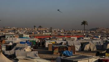 مخيم نزوح عشوائي في رفح جنوبي قطاع غزة - 4 إبريل 2024 (محمد صابر/ EPA)