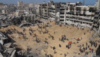 مشهد لموقع مجمع الشفاء الطبي في غزة في 1 إبريل 2024 (محمد الحجار)