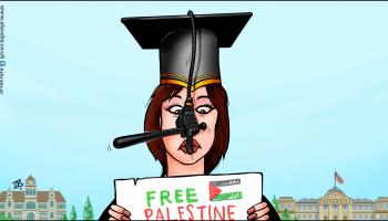 كاريكاتير قمح الحريات في الجامعات الاميركية / حجاج
