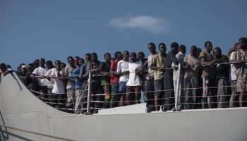 مهاجرون على متن إحدى سفن صوفيا- Getty