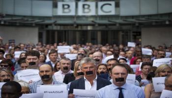 مساندة بي بي سي لصحفيي الجزيرة