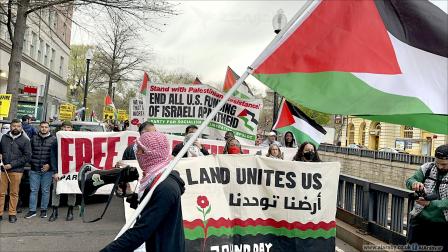 فلسطينيون في واشنطن في يوم الأرض (العربي الجديد)