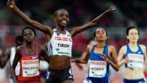 STOCKHOLM, SWEDEN - MAY 30: Agnes Jebet Tirop of Kenya celebrates after winning in women's 1500m during the Stockholm - 2019 Diamond League at Stockholms Olympiastadion on May 30, 2019 in Stockholm, Sweden. (Photo by Marco Mantovani/Getty Images)	