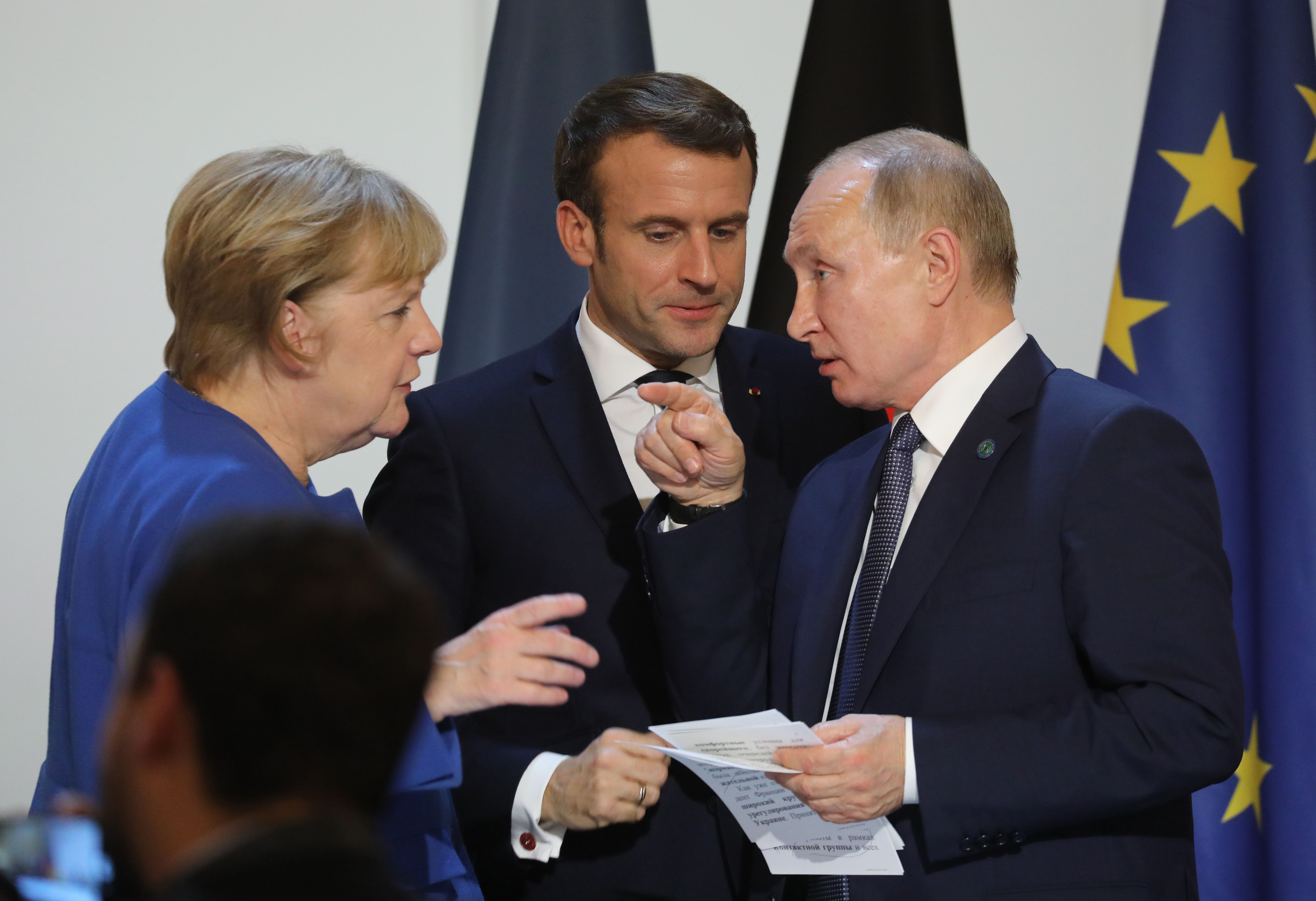 Переговоры франции и германии. Макрон и председатель Евросоюза. Саммит нормандской четверки 2019.