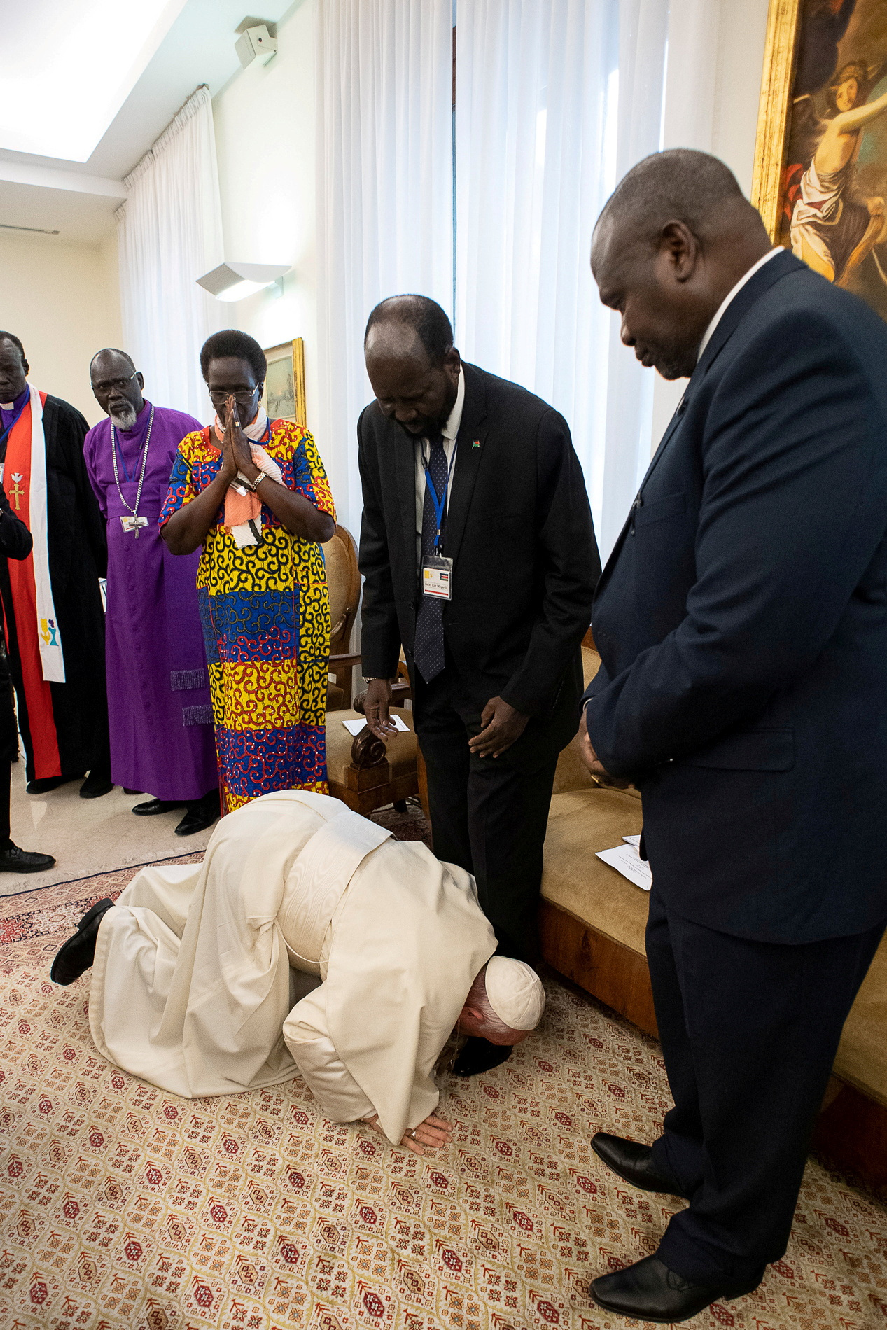 البابا فرنسيس/جنوب السودان/سلفا كير/2019 (الفاتيكان/رويترز)