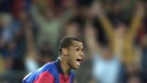 	Brazil's Rivaldo jubilates after he scored the first goal for Barcelona during the Spanish first division match between Barcelona and Valencia in Camp Nou stadium in Barcelona 17 June 2001. AFP PHOTO Christophe SIMON (Photo by Christophe SIMON / AFP) (Photo by CHRISTOPHE SIMON/AFP via Getty Image