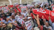 احتجاجات ضد قرارات قيس سعيّد (شادلي بنبراهيم/ Getty)