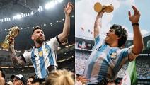 ميسي أهدى الأرجنتين كأس العالم مثل مارادونا (آن كريستين بوجولات/Getty)