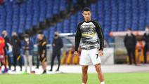 ROME, ITALY - SEPTEMBER 27: Cristiano Ronaldo of Juventus tries to take free kicks before the Serie A match between AS Roma and Juventus at Stadio Olimpico on September 27, 2020 in Rome, Italy. (Photo by Silvia Lore/Getty Images)