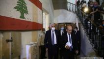 وزير الخارجية اللبناني ناصيف حتي ونظيره الفرنسي جان ايف لودريان(حسين بيضون/العربي الجديد)