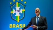 Brazilian Football Confederation (CBF) new president Rogerio Caboclo poses during a press conference after taking office, at the CBF headquarters in Barra da Tijuca, Rio de Janeiro, Brazil on April 9, 2019. (Photo by Douglas Shineidr / AFP) (Photo credit should read DOUGLAS SHINEIDR/AFP via Getty Images)