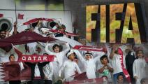 Qatari fans before the Gulf Cup group stage match between Qatar and Yemen at the Khalifa International Stadium in Doha, Qatar on November 29 2019. (Photo by Simon Holmes/NurPhoto via Getty Images)
