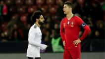 ZURICH, SWITZERLAND - MARCH 23: (L-R) Mohamed Salah of Egypt, Cristiano Ronaldo of Portugal during the International Friendly match between Egypt v Portugal at the Letzigrund Stadium on March 23, 2018 in Zurich Switzerland (Photo by Erwin Spek/Soccrates/Getty Images)