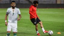 Mohamed Salah participates in training on October 9, before the Egypt-Libya match scheduled for October 10 at Borg El Arab Stadium. (Photo by Ayman Aref/NurPhoto via Getty Images)