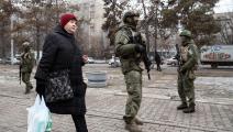 قوات ما يسمى بحفظ السلام تراقب بحذر حركات المواطنين بشوارع  كازاخستان(Getty)