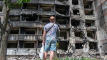 مبنى مدمر قصفته روسيا في خاركيف في أوكرانيا في 31 مايو 2022 (Stringer / Anadolu Agency via Getty Images)