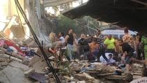 انهيار مبنى سكني في طرابلس اللبنانية (تويتر)