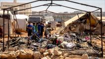 حريق في مخيم الكنايس للنازحين في شمال سورية 1 (عامر السيد علي)