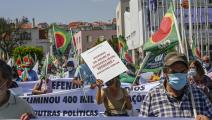 مسيرة احتجاج المزارعين في العاصمة البرتغالية لشبونة (Getty)