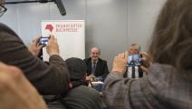 سلمان رشدي خلال "معرض فرانكفورت للكتاب"، تشرين الأول/ أكتوبر 2015 (Getty)