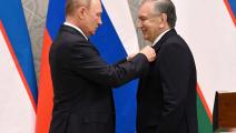 الرئيس بوتين مع الرئيس الأوزبكي شوكت مير ضيايف في قمة شنغهاي للتعاون الأخيرة (getty)