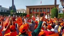 خلال التحرك العمالي اليوم أمام البرلمان (العربي الجديد)