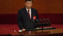 الرئيس شي لدى افتتاحه اجتماعات الحزب الشيوعي في بكين (getty)