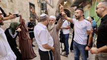 محتجون فلسطينيون على اقتحام مستوطنين المسجد الأقصى (مصطفى الخاروف/الأناضول)