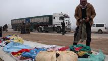 شاحنات تحمل مساعدات من برنامج الأغذية العالمي في إدلب، يناير 2023 (عمر الحاج قدور/فرانس برس)