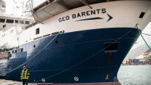 سفينة الإنقاذ البحري جيو بارينتس التابعة لمنظمة أطباء بلا حدود في ميناء في إيطاليا (إيفان رومانو/ Getty)