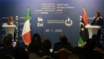  رئيس الوزراء الليبي في الحكومة المؤقتة عبد الحميد الدبيبة مع رئيسة الوزراء الإيطالية جورجيا ميلوني (getty)