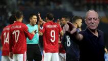 Chinese referee Ma Ning speaks to Ahly's players during the FIFA Club World Cup first round football match between Egypt's Al-Ahly and New Zealand's Auckland City at the Ibn Batouta Stadium in Tangier on February 1, 2023. (Photo by Fadel Senna / AFP) (Photo by FADEL SENNA/AFP via Getty Images)