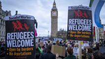 تظاهرة مناهضة لمشروع قانون ترحيل طالبي اللجوء في بريطانيا (إندرو آيشيزن/ Getty)