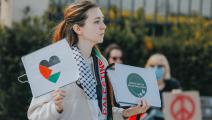 في فروتسواف، خلال مظاهرة داعمة لقضية الشعب الفلسطيني. أيار/ مايو 2021 (Getty)