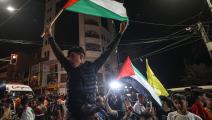 مسيرات في غزة احتفالاً بوقف إطلاق النار (الأناضول)