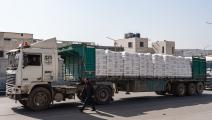 شاحنة مساعدات على باب الهوى، فبراير الماضي (عبد المنعم عيسى/الأناضول)