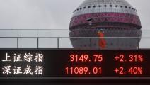 الأحمر يظلل مؤشرات بورصة شنغهاي الصينية (getty)