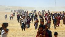 أيزيديون هاربون من داعش في سنجار في عام 2014 (إمره يورولماز/ الأناضول)
