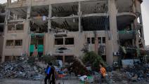 	 مبنى الجامعة الإسلامية بعد تدميره (عمر القطاع/ فرانس برس)