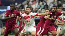 المعز علي سجل هدفاً في مباراة انتصار قطر على لبنان (العربي الجديد/حسين بيضون)