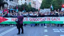 من مظاهرة في مدينة سانتندير الإسبانية تضامناً مع الشعب الفلسطيني، الشهر الفائت، (فيسبوك)