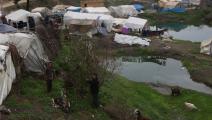 مخيم خربة الجوز في شمال غرب سورية وسط الأمطار (عارف وتد/ فرانس برس)
