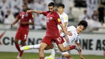 DOHA, QATAR - JUNE 13: Hasan Al Haydos (10) of Qatar vies for the ball against Kwak Tae-hwi of South Korea during the 2018 FIFA World Cup Asian Qualifying group A football match between Qatar and South Korea at the Jassim Bin Hamad stadium in Doha, Qatar on June 13, 2017. (Photo by Mohamed Farag/Anadolu Agency/Getty Images)	