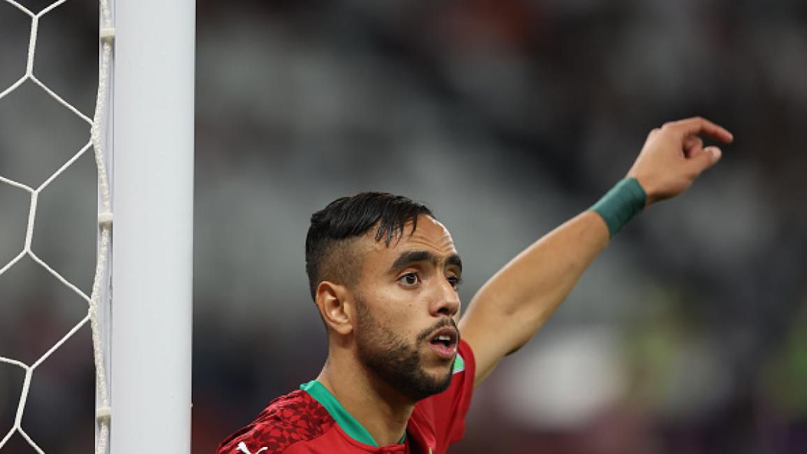 DOHA, QATAR - DECEMBER 11: Mohamed Chibi of Morocco during the FIFA Arab Cup Qatar 2021 Quarter-Final match between Morocco and Algeria at Al Thumana Stadium on December 11, 2021 in Doha, Qatar. (Photo by Matthew Ashton - AMA/Getty Images)	