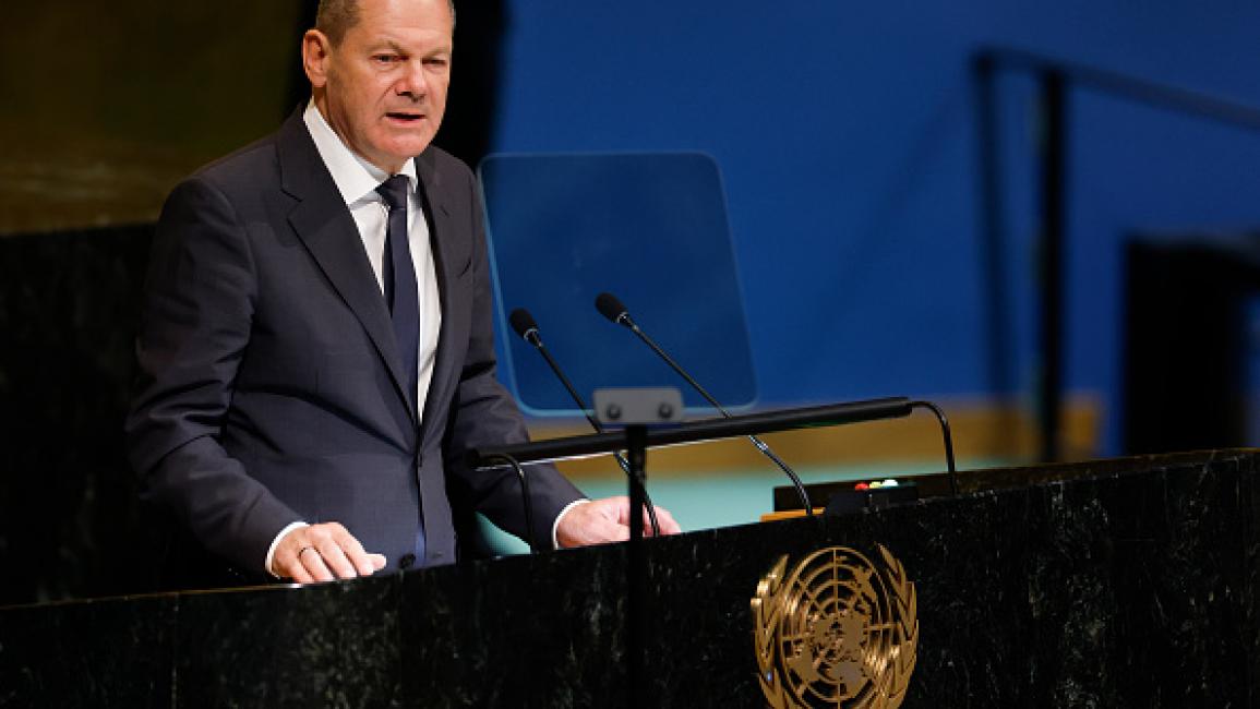 أول خطاب لشولتز أمام الجمعية العامة للأمم المتحدة (Getty)
