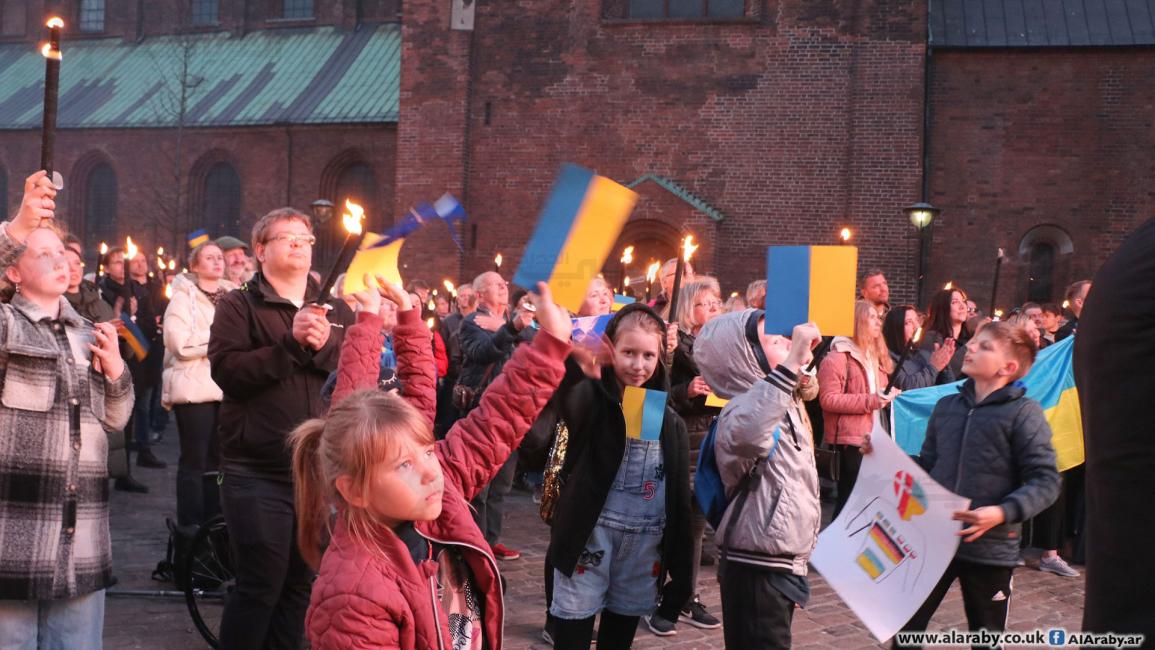 تأييد الشارع الدنماركي لأوكرانيا متواصل بعد 5 أشهر من الحرب (ناصر السهلي/العربي الجديد)