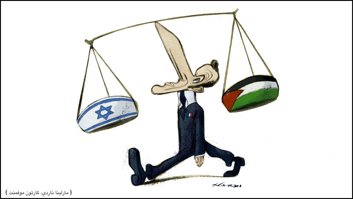 كاريكاتير ماكرون غزة اسرائيل / موفمنت